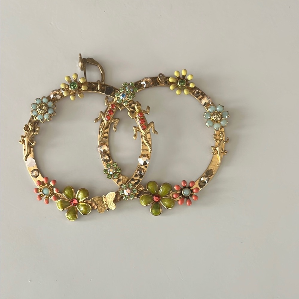 Floral Gold-Tone Hoop Earrings